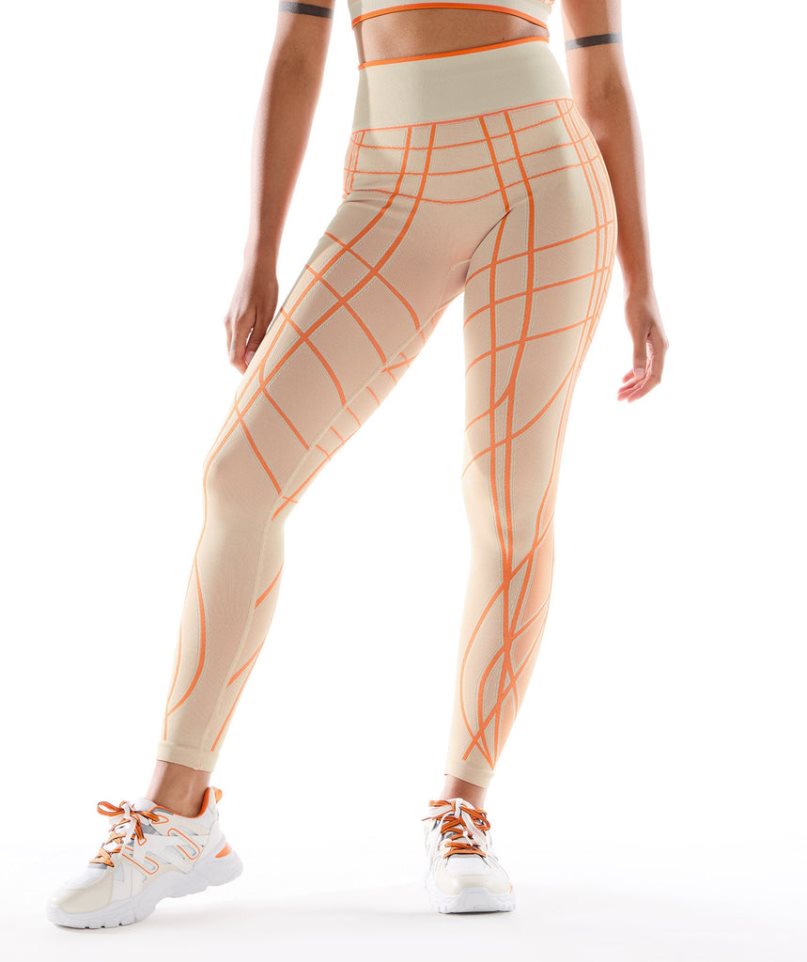 Women\'s Gymshark Wtflex Linear Seamless Leggings Orange | CA 7560AD